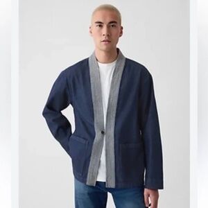 Gap heavyweight Denim Cardigan Jacket men’s size medium tall dark wash indigo
